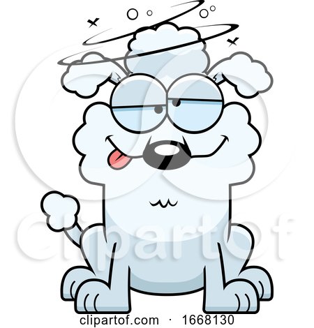 Cartoon Drunk White Poodle Dog by Cory Thoman