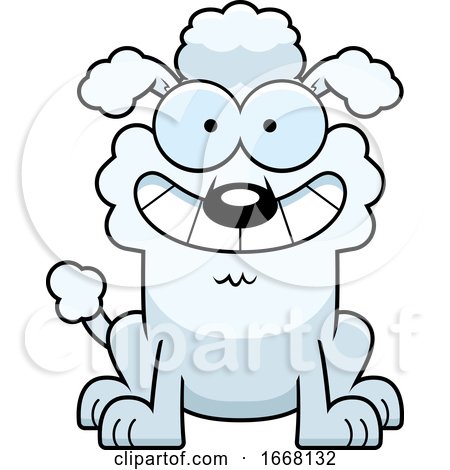 Cartoon Grinning White Poodle Dog by Cory Thoman