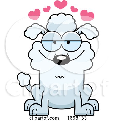 Cartoon White Poodle Dog in Love by Cory Thoman