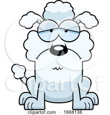 Cartoon Sad White Poodle Dog by Cory Thoman