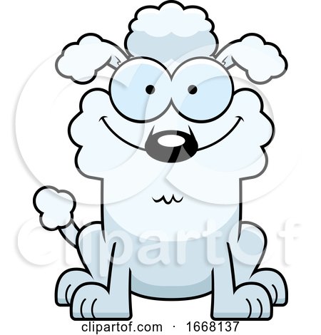Cartoon Happy White Poodle Dog by Cory Thoman