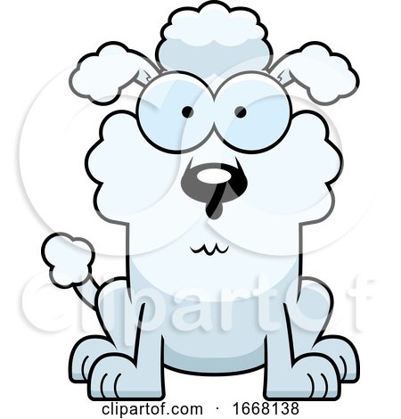 Cartoon Surprised White Poodle Dog by Cory Thoman
