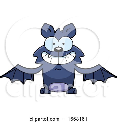 Cartoon Grinning Flying Bat by Cory Thoman