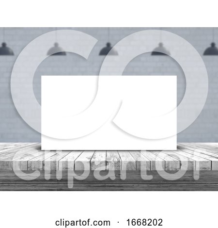 3D Blank Picture on a Wooden Table with Defocussed Empty Room Image by KJ Pargeter