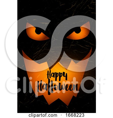 Grunge Halloween Background with Spooky Pumpkin Face by KJ Pargeter