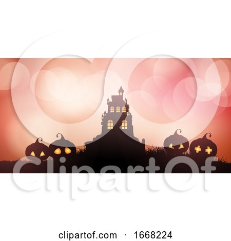 Halloween Banner with Castle and Pumpkins by KJ Pargeter