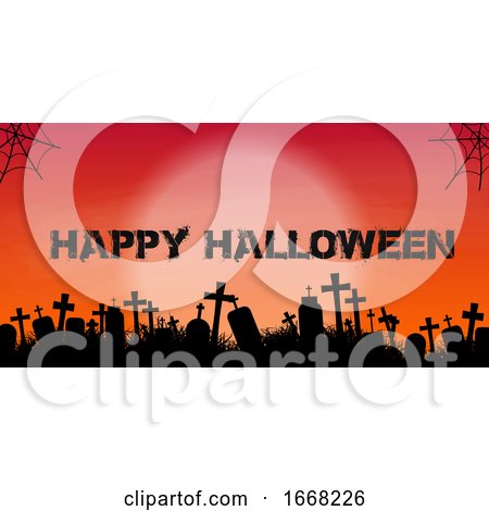 Halloween Banner with Graveyard Silhouette by KJ Pargeter