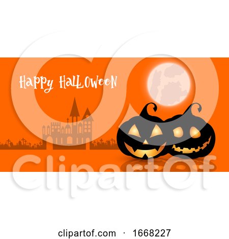 Halloween Backgrund with Pumpkins and Spooky Haunted House by KJ Pargeter