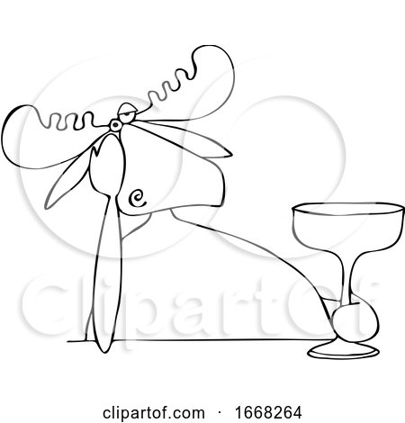 Depressed Moose Holding a Cocktail by djart