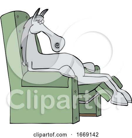 Cartoon Horse Sleeping in a Reclining Chair by djart