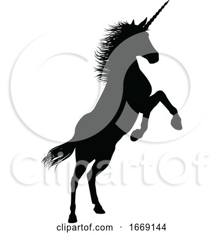 Unicorn Silhouette Horned Horse by AtStockIllustration