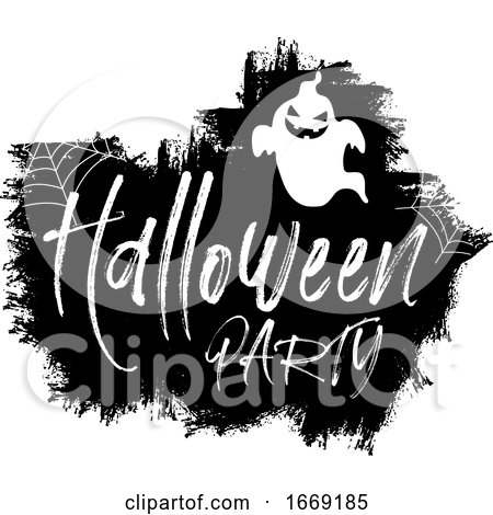 Black and White Grunge Halloween Party Ghost Design by KJ Pargeter