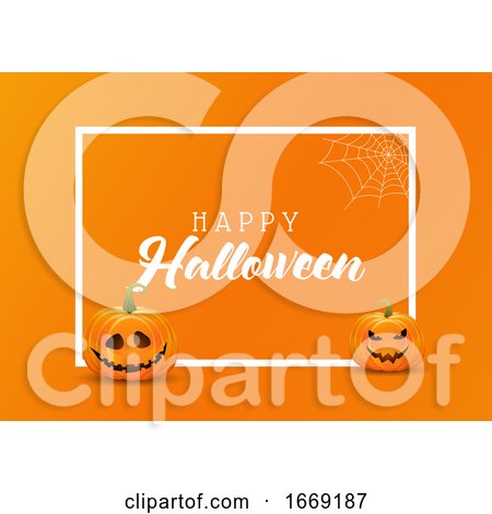 Halloween Background with Pumpkins on a White Frame by KJ Pargeter