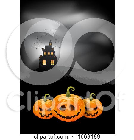 Halloween Background Pumpkins and Spooky Castle by KJ Pargeter