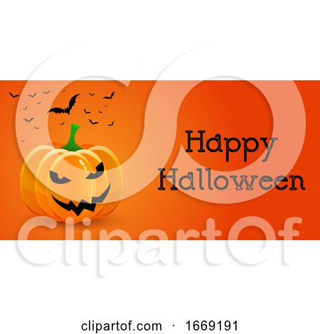 Halloween Banner with Pumpkin and Bats by KJ Pargeter