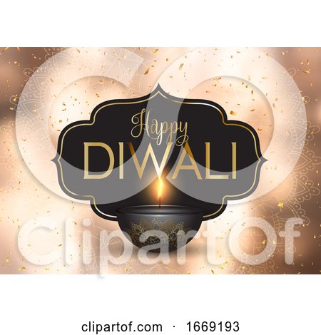 Happy Diwali Background with Gold Confetti by KJ Pargeter