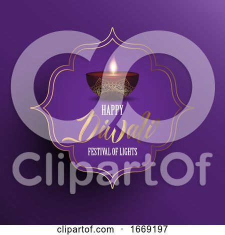 Diwali Background with Decorative Oil Lamp by KJ Pargeter