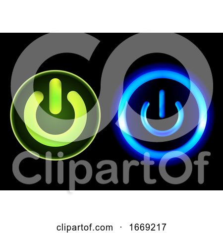Glowing Green and Blue Power Push Buttons by dero