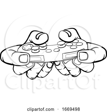 Gamer Hand Holding Video Gaming Game Controller by AtStockIllustration