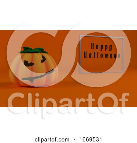3D Halloween Background with Pumpkins by KJ Pargeter
