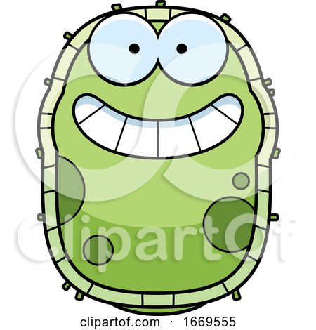Cartoon Grinning Green Cell Germ by Cory Thoman