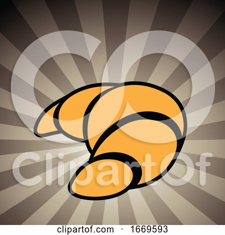 Croissant Icon on a Brown Striped Background by cidepix