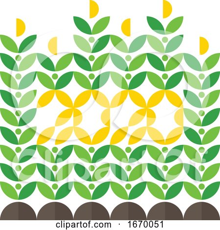Happy New Year Greeting Card with Corn Crop and 2020 Lettering. Elegant Flat Style Vector Illustration for Agricultural Brochure Cover or Farming Calendar by elena