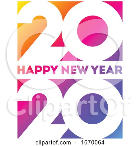 Happy New Year 2020 Logo Design with White Elegant Numbers on Background of Vivid Rainbow Gradient. Modern Vector Illustration for Business Diary Cover, Calendar, Flyer or Banner by elena