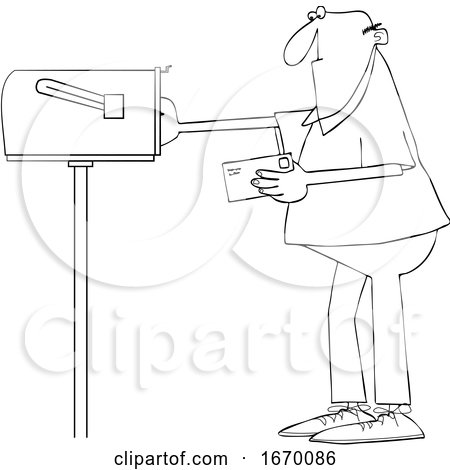 Cartoon Man Putting a Letter in a Mailbox by djart