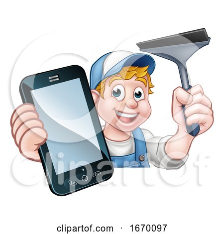Window or Car Cleaner Phone Concept by AtStockIllustration