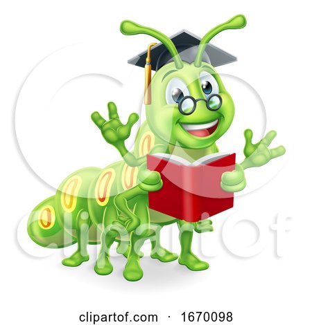 Reading Book Worm Caterpillar by AtStockIllustration