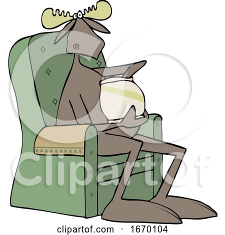 Cartoon Moose Sitting in a Chair and Eating Chips by djart #1670104