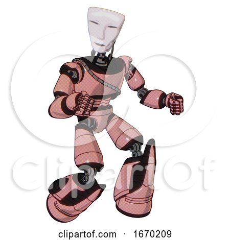Android Containing Humanoid Face Mask and Light Chest Exoshielding and Cable Sash and Light Leg Exoshielding and Stomper Foot Mod. Toon Pink Tint. Fight or Defense Pose.. by Leo Blanchette