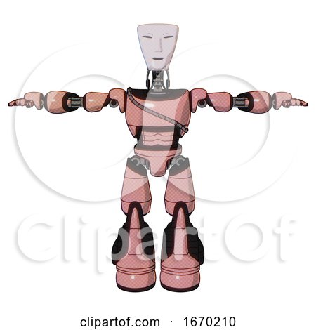 Android Containing Humanoid Face Mask and Light Chest Exoshielding and Cable Sash and Light Leg Exoshielding and Stomper Foot Mod. Toon Pink Tint. T-pose. by Leo Blanchette