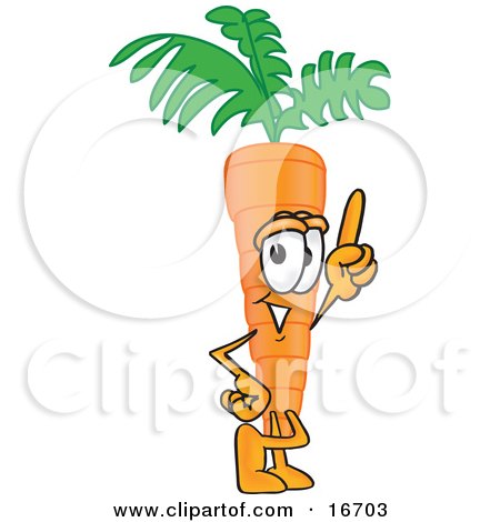 Clipart Picture of an Orange Carrot Mascot Cartoon Character Pointing Upwards by Mascot Junction