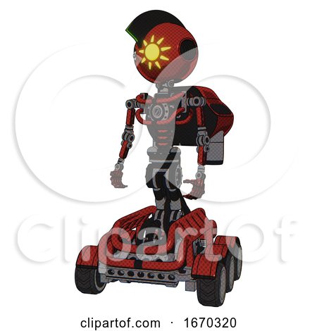 Android Containing Oval Wide Head and Sunshine Patch Eye and Techno Mohawk and Light Chest Exoshielding and Rocket Pack and No Chest Plating and Six-wheeler Base. Cherry Tomato Red. by Leo Blanchette
