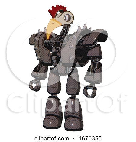 Bot Containing Bird Skull Head and White Eyeballs and Chicken Design and Heavy Upper Chest and Heavy Mech Chest and Shoulder Spikes and Light Leg Exoshielding. Light Brown. by Leo Blanchette
