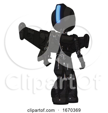 Cyborg Containing Round Head and Large Vertical Visor and Light Chest Exoshielding and Ultralight Chest Exosuit and Stellar Jet Wing Rocket Pack and Light Leg Exoshielding and Stomper Foot Mod. by Leo Blanchette