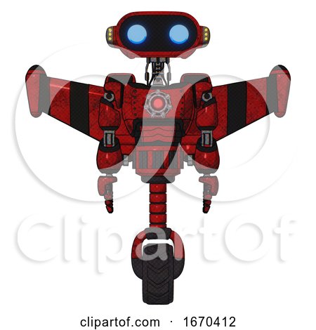 Bot Containing Dual Retro Camera Head and Cute Retro Robo Head and Yellow Head Leds and Light Chest Exoshielding and Red Energy Core and Stellar Jet Wing Rocket Pack and Unicycle Wheel. by Leo Blanchette