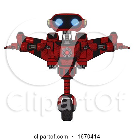 Bot Containing Dual Retro Camera Head and Cute Retro Robo Head and Yellow Head Leds and Light Chest Exoshielding and Red Energy Core and Stellar Jet Wing Rocket Pack and Unicycle Wheel. by Leo Blanchette