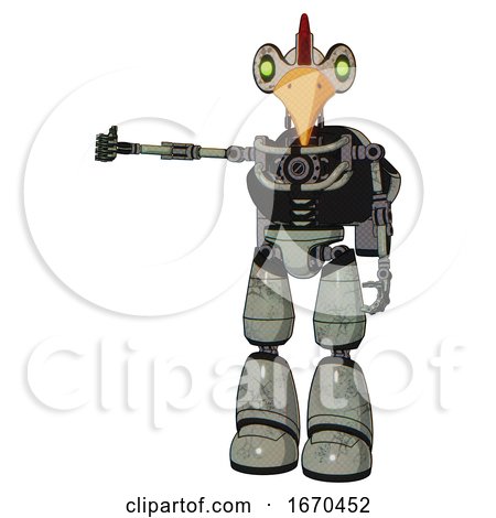 Droid Containing Bird Skull Head and Green Eyes and Chicken Design and Light Chest Exoshielding and Rocket Pack and No Chest Plating and Light Leg Exoshielding. Green Metal. by Leo Blanchette