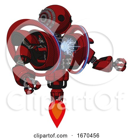 Automaton Containing Oval Wide Head and Steampunk Iron Bands with Bolts and Heavy Upper Chest and Heavy Mech Chest and Spectrum Fusion Core Chest and Jet Propulsion. Dark Red. Interacting. by Leo Blanchette