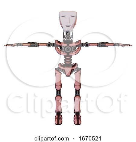 Droid Containing Humanoid Face Mask and Light Chest Exoshielding and No Chest Plating and Ultralight Foot Exosuit. Toon Pink Tint. T-pose. by Leo Blanchette