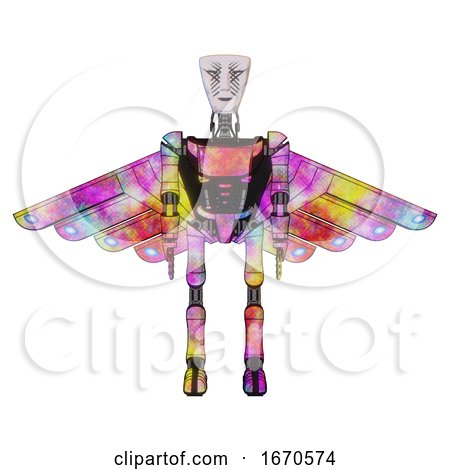 Android Containing Humanoid Face Mask and War Paint and Light Chest Exoshielding and Ultralight Chest Exosuit and Cherub Wings Design and Ultralight Foot Exosuit. Plasma Burst. Front View. by Leo Blanchette