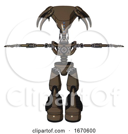 Bot Containing Flat Elongated Skull Head and Light Chest Exoshielding and No Chest Plating and Light Leg Exoshielding and Stomper Foot Mod. Light Brown Halftone. T-pose. by Leo Blanchette