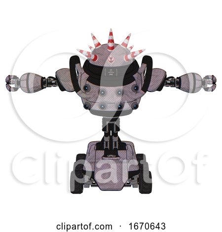 Mech Containing Red and White Cone Dome Head and Heavy Upper Chest and Chest Energy Sockets and Six-wheeler Base. Dark Sketch. T-pose. by Leo Blanchette