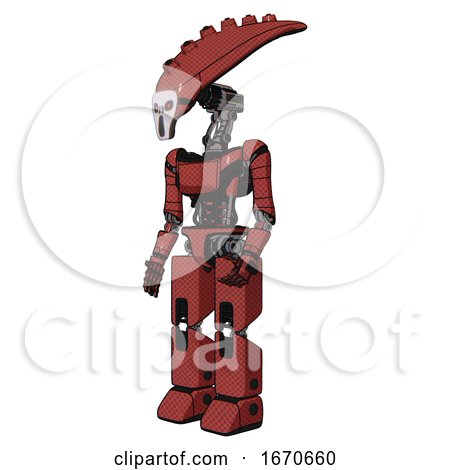 Cyborg Containing Flat Elongated Skull Head and Light Chest Exoshielding and Ultralight Chest Exosuit and Prototype Exoplate Legs. Light Brick Red. Facing Right View. by Leo Blanchette
