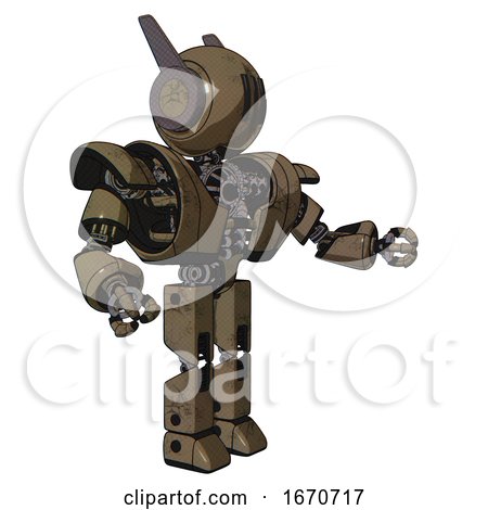 Automaton Containing Round Head and Three Lens Sentinel Visor and Head Winglets and Heavy Upper Chest and Heavy Mech Chest and Prototype Exoplate Legs. Desert Tan Painted. Interacting. by Leo Blanchette