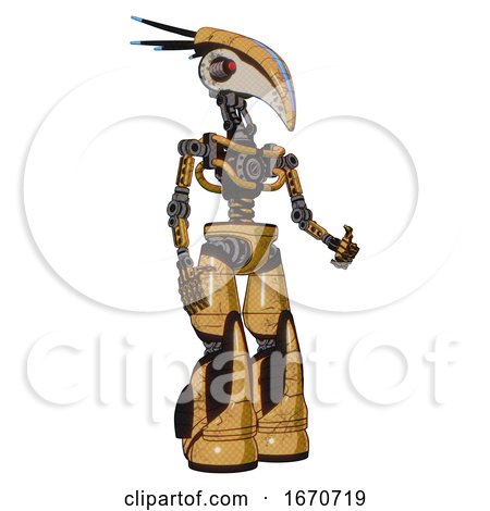 Android Containing Bird Skull Head and Yellow and Green Scope Eyes and Head Shield Design and Light Chest Exoshielding and No Chest Plating and Light Leg Exoshielding and Stomper Foot Mod. by Leo Blanchette