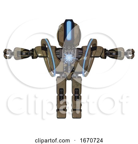 Droid Containing Round Head and Large Vertical Visor and Heavy Upper Chest and Heavy Mech Chest and Spectrum Fusion Core Chest and Prototype Exoplate Legs. Desert Tan Painted. T-pose. by Leo Blanchette